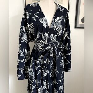 Vintage Navy Cotton Kimono Robe L